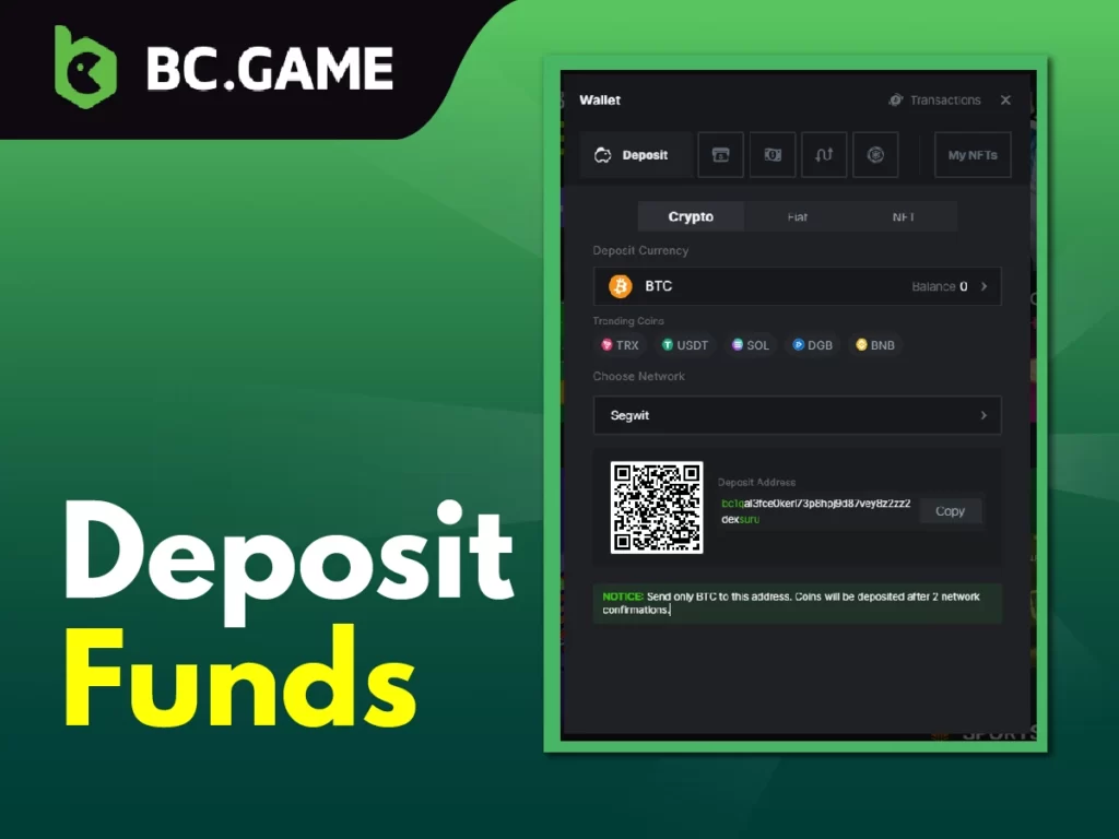 Deposit at BCgame
