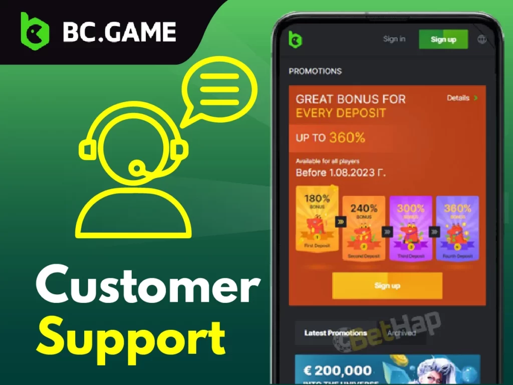 Customer support at BC Game